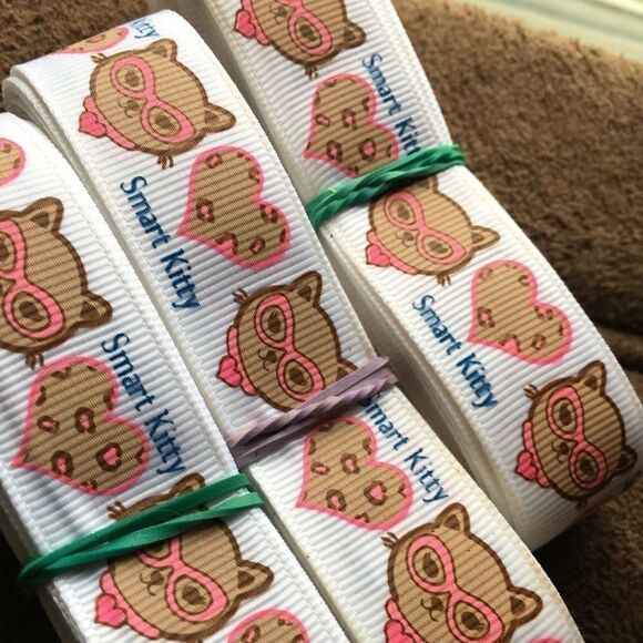5/$20 grosgrain Ribbon 7/8” 5 yards smart kitty - Picture 1 of 3